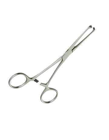 Stainless steel allis tissue forceps with ring handles and ratchet lock
