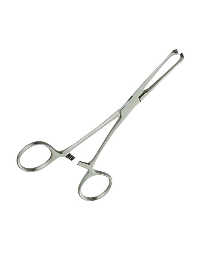 Stainless steel allis tissue forceps with ring handles and ratchet lock