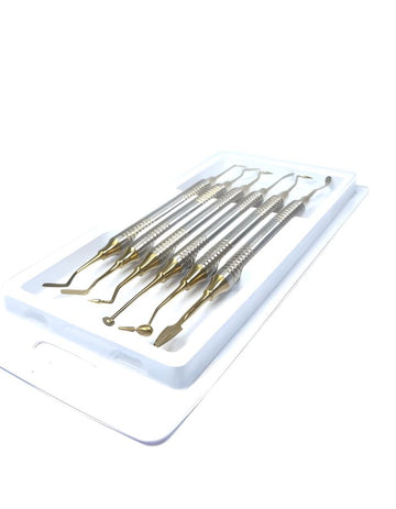 Set of dental tools on a white background