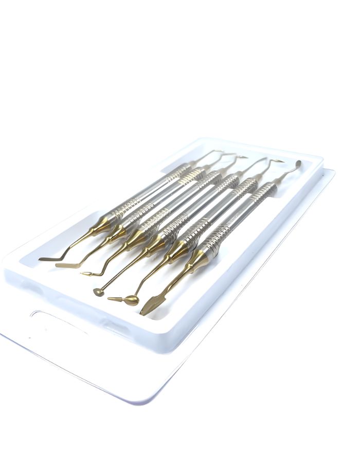 Set of dental tools on a white background
