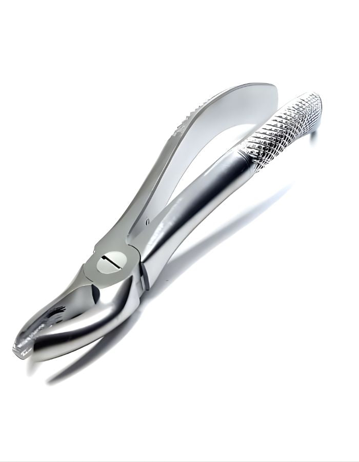 Metallic tool with a textured handle on a white background