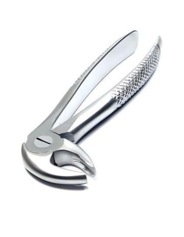Metallic garlic press on a white background