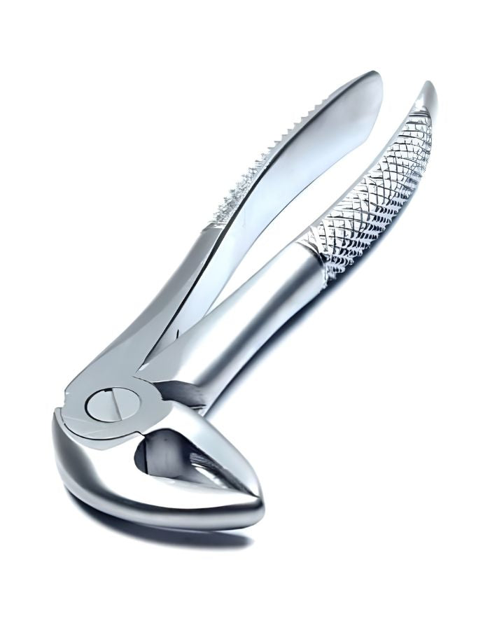Metallic garlic press on a white background
