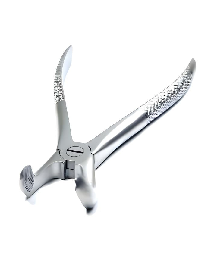 Metal pliers with a textured grip on a white background