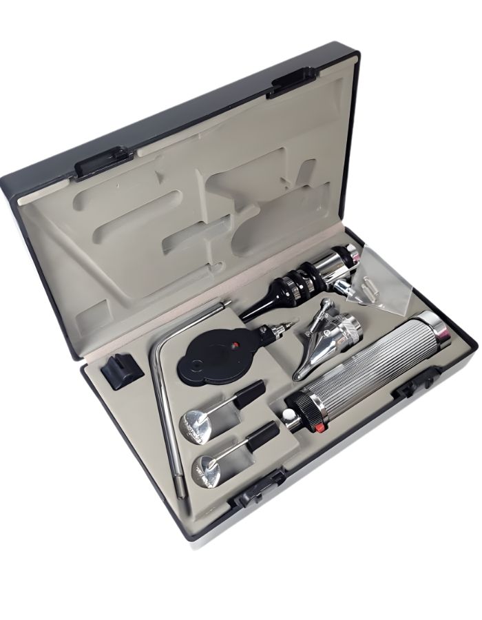 Professional Riester ENT diagnostic kit with otoscope and examination tools