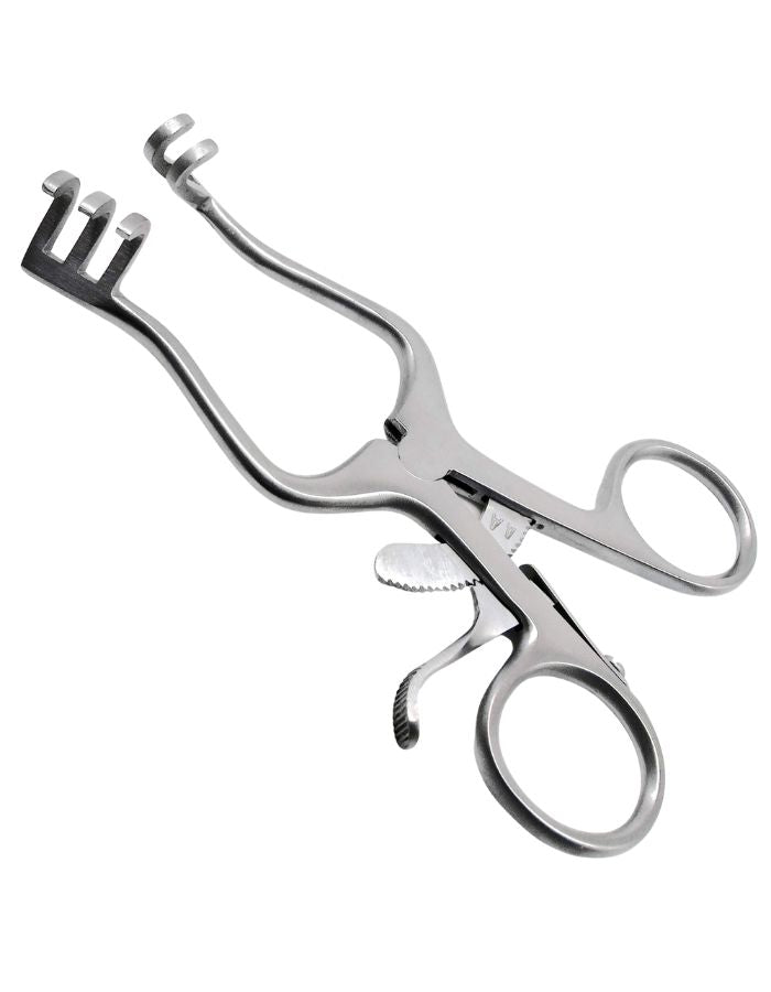 Weitlaner retractor stainless steel with blunt prongs and ratchet lock